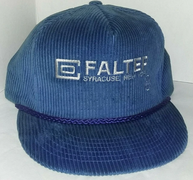 Vtg Trucker/Feed Seed FALTER SYRACUSE NEW YORK Blue Corduroy SNAPBACK USA