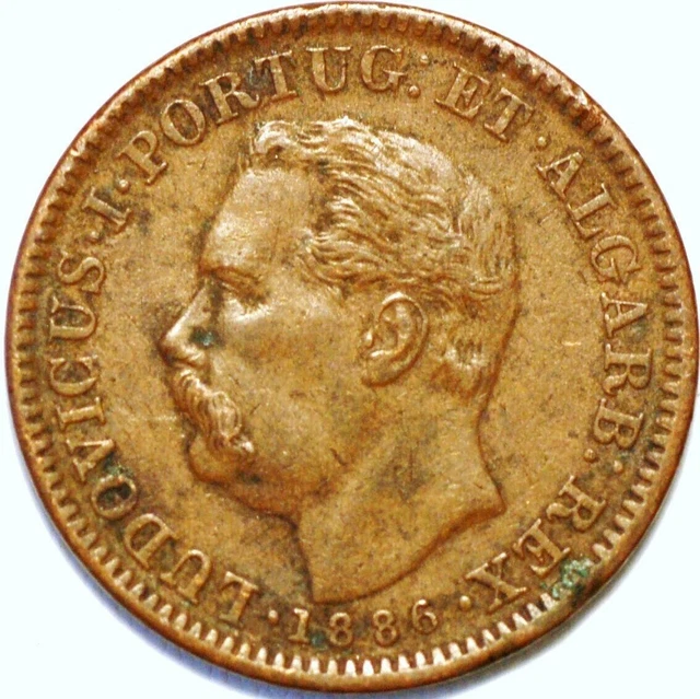 India Portug 1/4 Tanga 1886 Luiz I Calcutta mint KM# 308