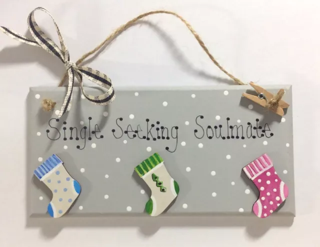 Handpainted Single Missing Lost Odd Socks Laundry Room Door Washing Plaque Sign