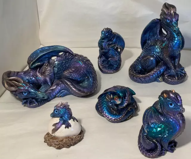 Windstone Editions Dragon Family PEACOCK 6 pcs NIB Mom/Dad/Kids Pena FREE SHIP