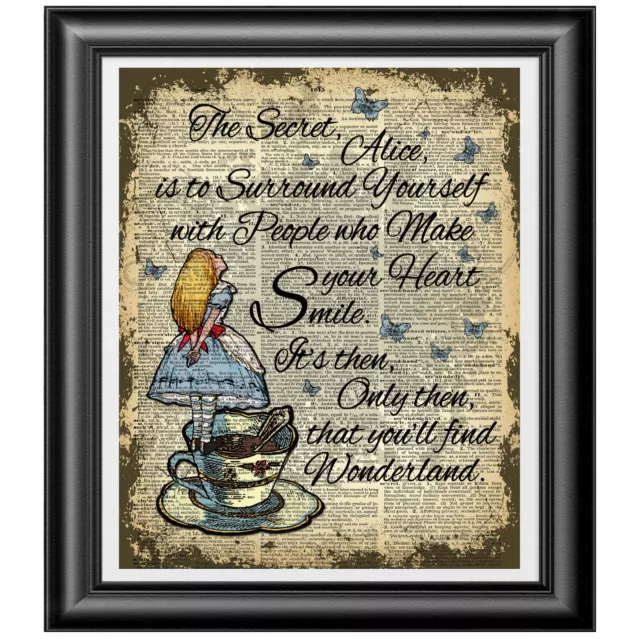 Alice in Wonderland SECRET quote Art Print on Dictionary Book Page, Home Decor