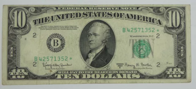 Series 1950-E*STAR $10 Fed Res Note B-District New York VERY FINE Fr#2015-B*