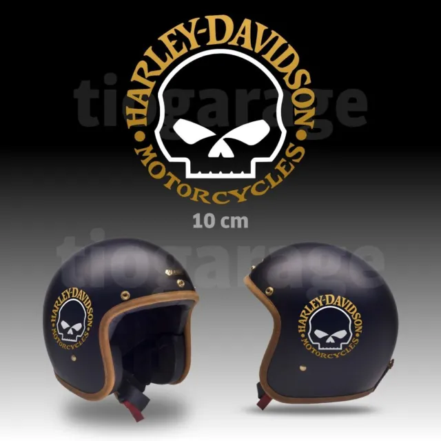 1 Harley-Davidson biker motorrad Sticker aufkleber zweifarbig Helm gold und Weiß