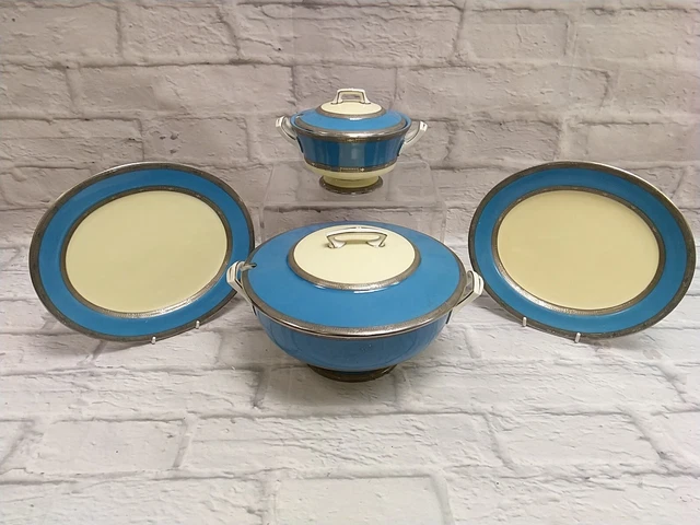 Acero Royal Worcester London Tureen bordo dorato turchese