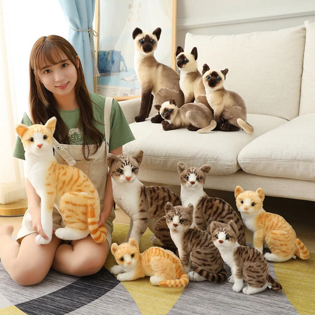 REALISTIC CAT PLUSH Toy Simulation Stuffed Lovely Animal Doll Kid