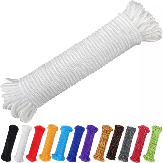 90 Ft 1/4 Inch (7Mm) Nylon Poly Rope Flag Pole Polypropylene Clothes Line Campin