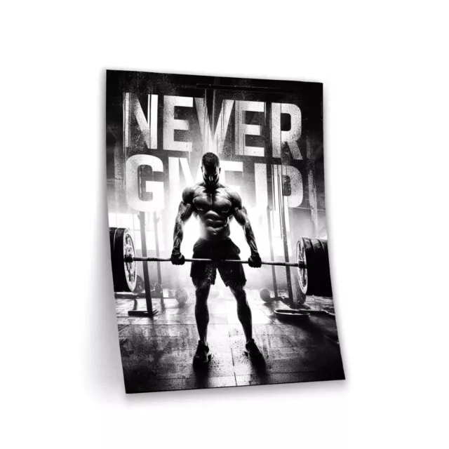 Leinwandbild Poster Acryl Glas Pop-Art Gym Never Give Up Motivation Disziplin