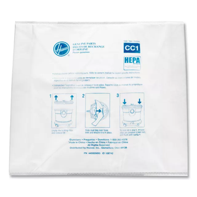 Hoover� Commercial Disposable Vacuum Bags, Hepa CC1, 10/Carton