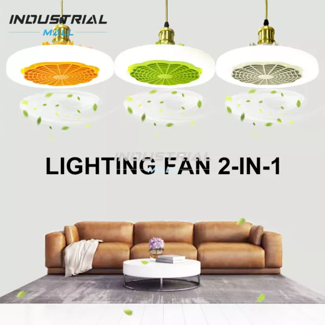 E27 Led Ceiling Fan Lamp Home Living Room Fan Light Dimmable With Remote Control