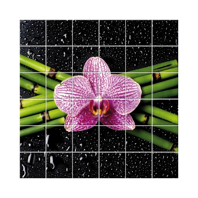 AUTOCOLLANT STICKERS CARRELAGE fleur Dimension du stickers 120x120
