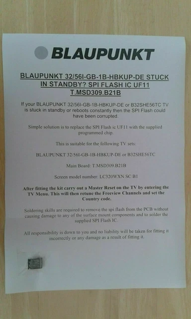 BLAUPUNKT 32/56I GB 1B HBKUP DE STUCK In Standby? Flash Ic Uf11 T - Foto 5