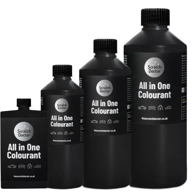 BLACK ALL IN ONE Leather Colourant Repair & Recolour. Dye Stain Pigment Paint