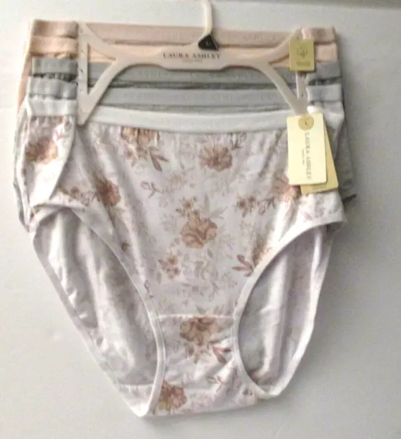 Laura Ashley Women's cotton stretch brief Panties 5-Pair size Medium