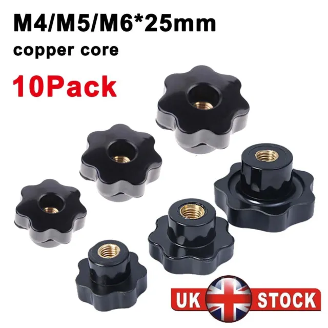 10X M4-M6 Female Thread Plastic Star Clamping Nut Knob Screw Machinery Handle T