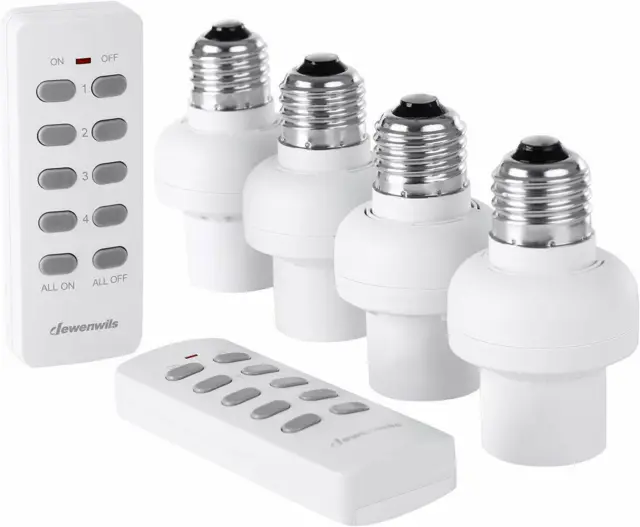 DEWENWILS Wireless Remote Control Light Socket Switch E26/E27 Bulb Holder Base