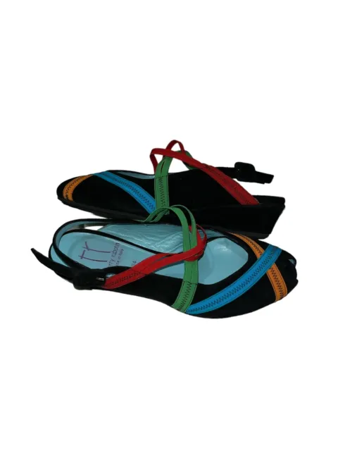 Thierry Rabotin Shoes Women’s Velvet Slingback Open Toe Low Wedge 2