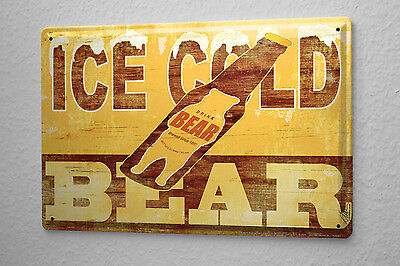 M.A. Allen Retro Tin Sign Poster U.S. Deco Ice Cold Beer Beer Advertising Bear