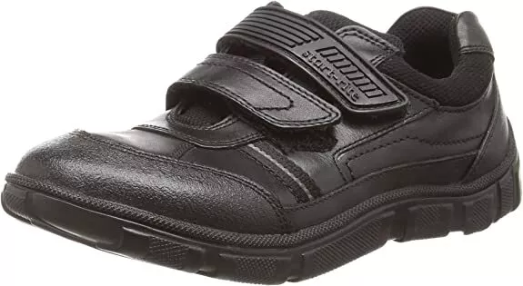 STARTRITE LUKE Black Leather Boys Rip-tape Casual School Shoes