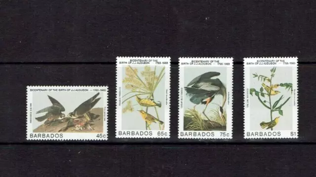 Barbados: 1985, Bicentenary of Birth John Audubon, Artist,  MNH set