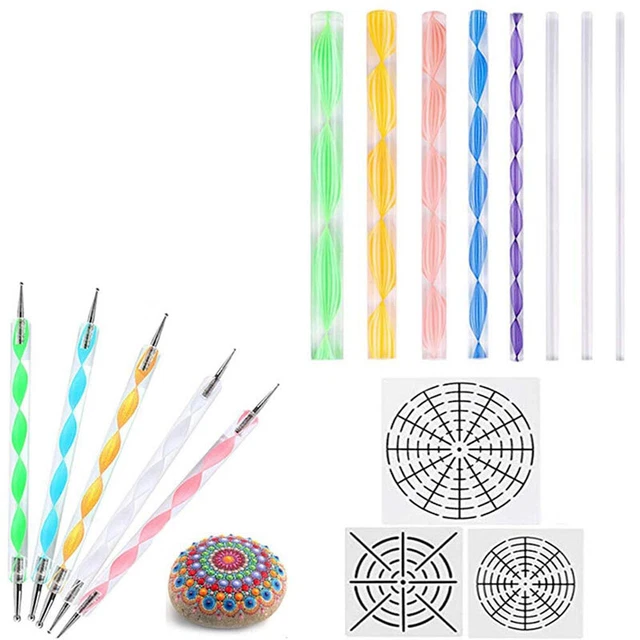 16 pezzi strumenti per punteggiatura mandala per dipingere pietre stencil mandala