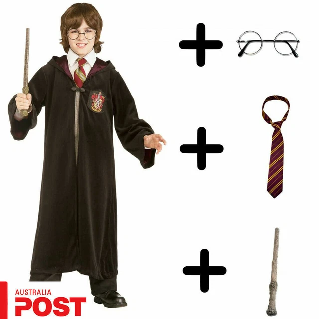 Harry Potter Costume Kids Girl Boy Book Week Robe Glasses Wand Tie Scarf Party