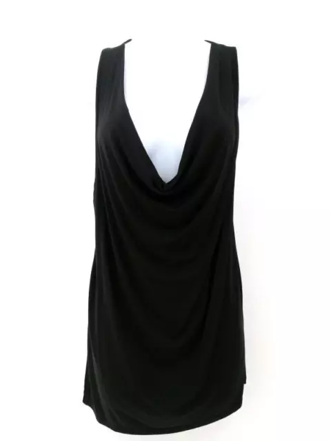 Ella Moss Bella Drape Tank Black Asymmetrical Side Slit Size Medium New With Tag