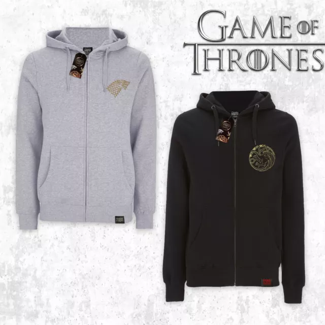 Felpe con cappuccio ufficiali Game Of Thrones Stark Targaryen grigio nero da uomo