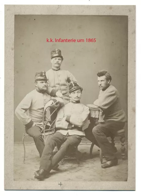 k.u.k Foto CDV CAB Offiziere Infanterie um 1865 kuk ww1 1wk early photo officers