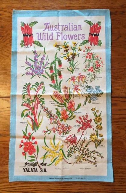 Vintage Tea Towel Australian Wildflowers Yalata SA by Midge Linen & Cotton