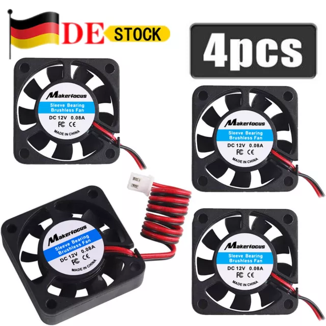 4x 12V Gehäuselüfter Leise Lüfter Kühler 40 x 40 x 10 mm für PC Computer Gehäuse