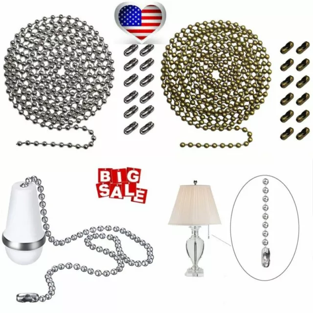 20ft Ceiling Fan Beaded Pull Chain Extension w/Connectors Home