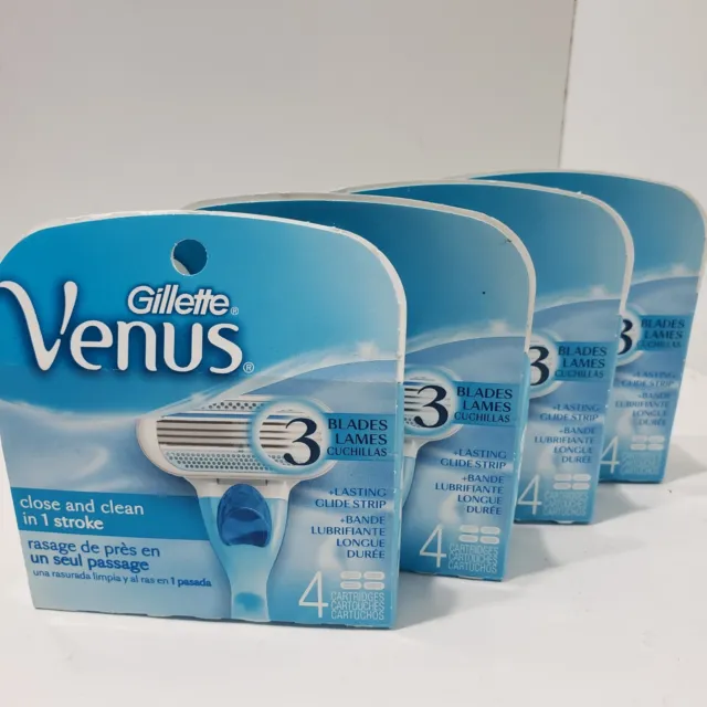 Lote de 16 - Recargas de afeitar suave para mujer Gillette Venus 3 hojas - 4 cajas