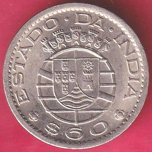Portuguese India Goa 60 Centavos 1958 Rare Coin #Sc61
