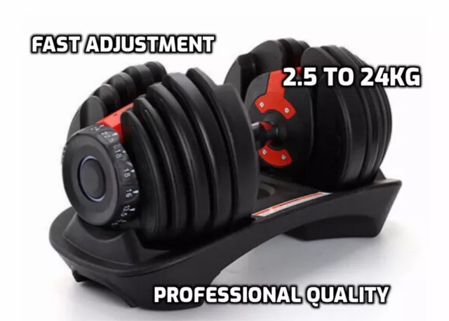 PAIR OF 24kg ADJUSTABLE DUMBBELLS. 24KG PER DUMBBELL PRO QUALITY FREE DELIVERY