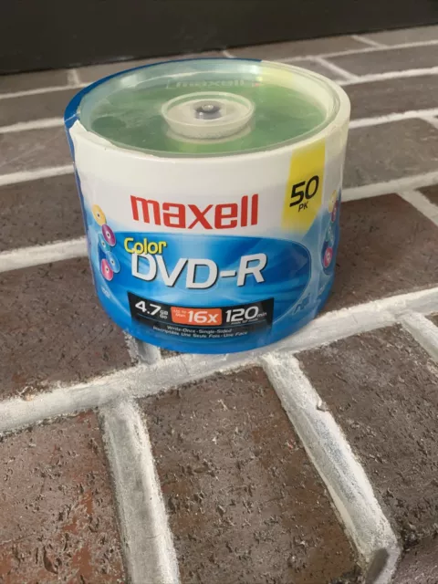 Maxell 4.7GB Color DVD-R 50 Pack SEALED 16x 120 mins