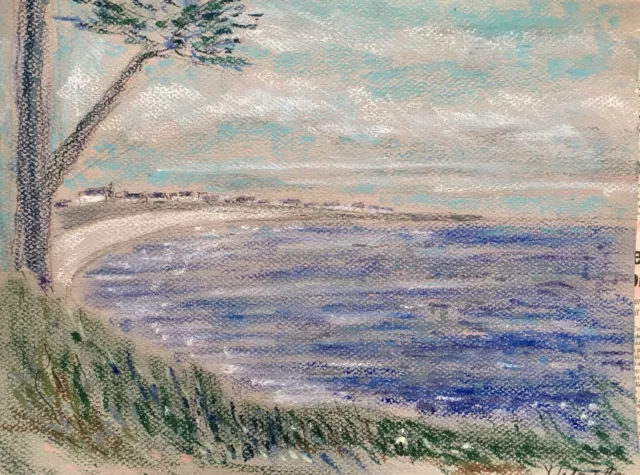 Peinture Pastel  Impressionniste La Plage De Sable Blanc Concarneau  Coté Akoun