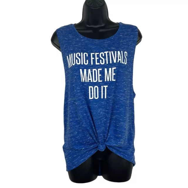 Bella Canvas Sleeveless Tank Top Music Festivals Made Me Do It Blue LARGE