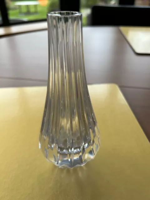 Elegant Heavy Modern  Lead Crystal / Cut Glass  Pair Of Rose Bud Vases.