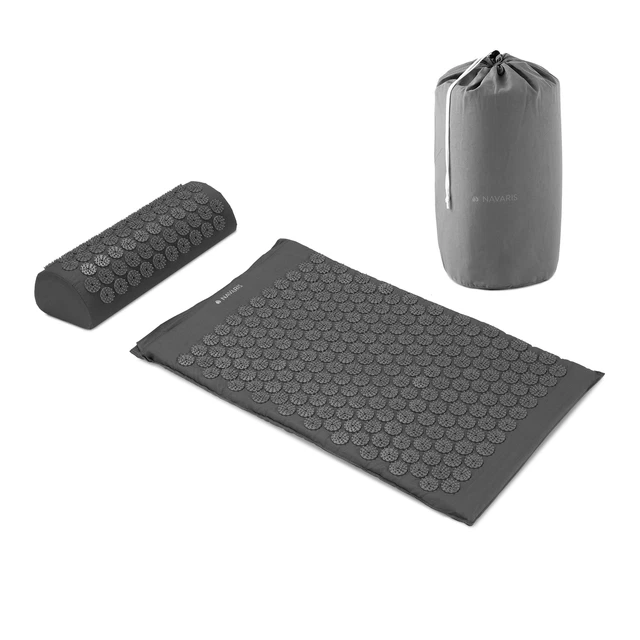 Akupressur Massage Set 1x Akupressurmatte 1x Kissen Matte Kopfkissen Grau