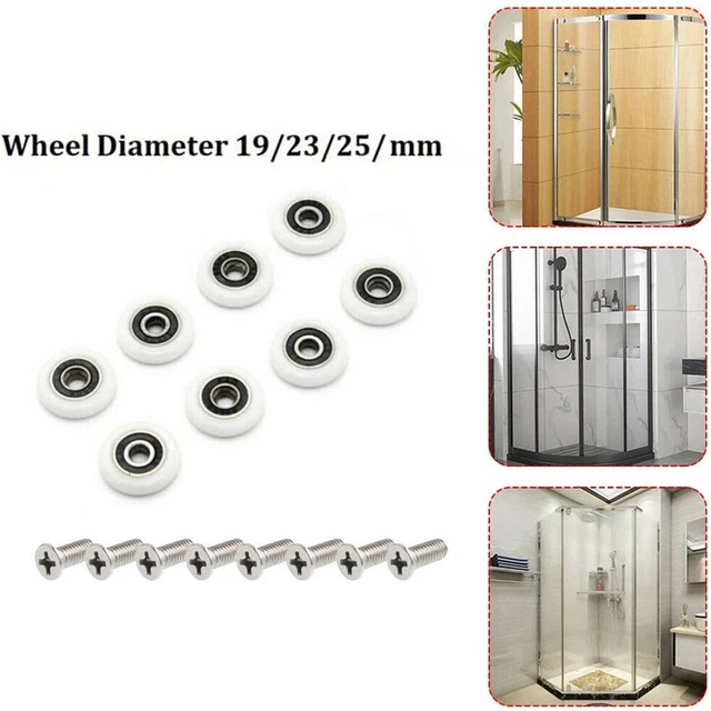 Reliable Shower Door Roller Wheels Pack of 8 Replacement Rollers 19mm/23mm/25mm