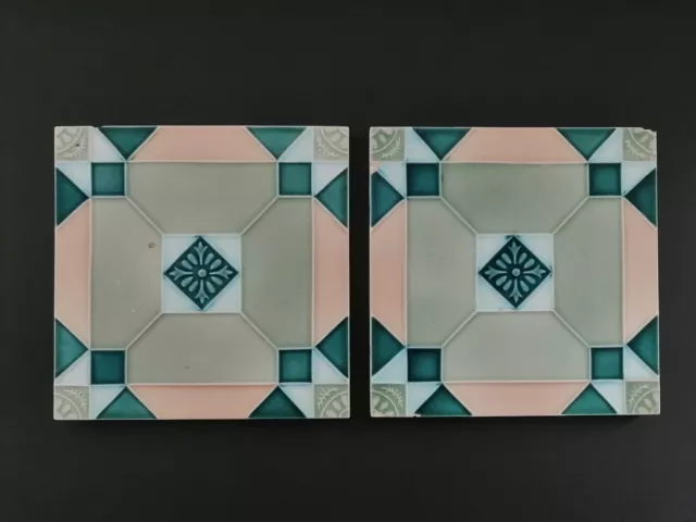 Antique art nouveau tile,majolica tile