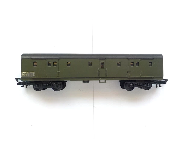 2 Wagons Fourgon à Bagages Jouef Jaune Et Vert - Occasion Sans Boîte D'origine