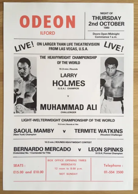 Superb Rare Larry Holmes Vs Muhammad Ali Original U.k Handbill Poster 1980!!