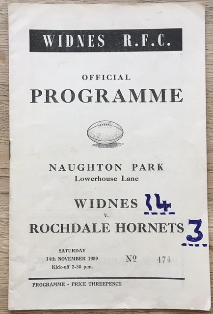 PROGRAMME VINTAGE RUGBY LEAGUE Widnes V Rochdale 1959/60 EUR 2,87