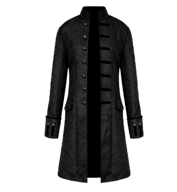 Giacca uomo broccato gonna nera da passeggio vittoriana gotica barocca steampunk L/XL Giacca uomo broccato gonna nera da passeggio vittoriana gotica barocca steampunk L/XL