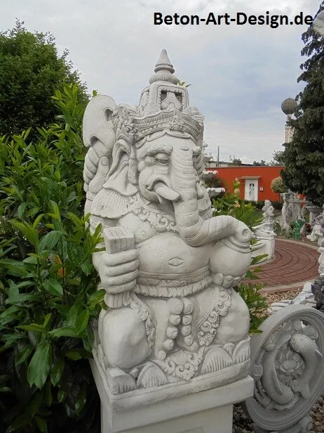 Steinfigur, Ganesha, Elefantenbuddha, Elefant, Steinguss, Gartenfigur Gartendeko