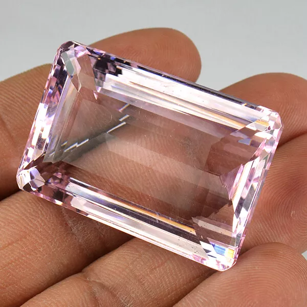 Top Luster 141 Ct Superb Pink Kunzite 39 MM Emerald Cut Gemstone