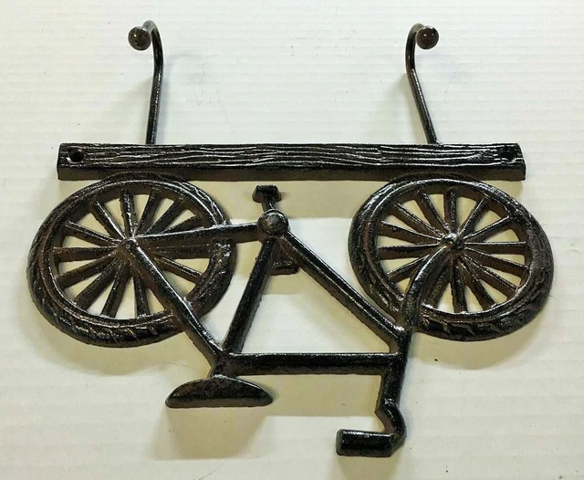 BIKE 2 HOOK WALL HANGER Towel Coat Hat Rack farmhouse country vintage bicycle 6