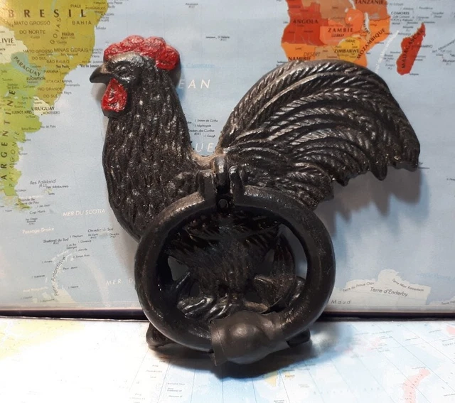 Heurtoir de Porte en Fonte Motif Coq /Ornement Porte d'entree /art deco vintage