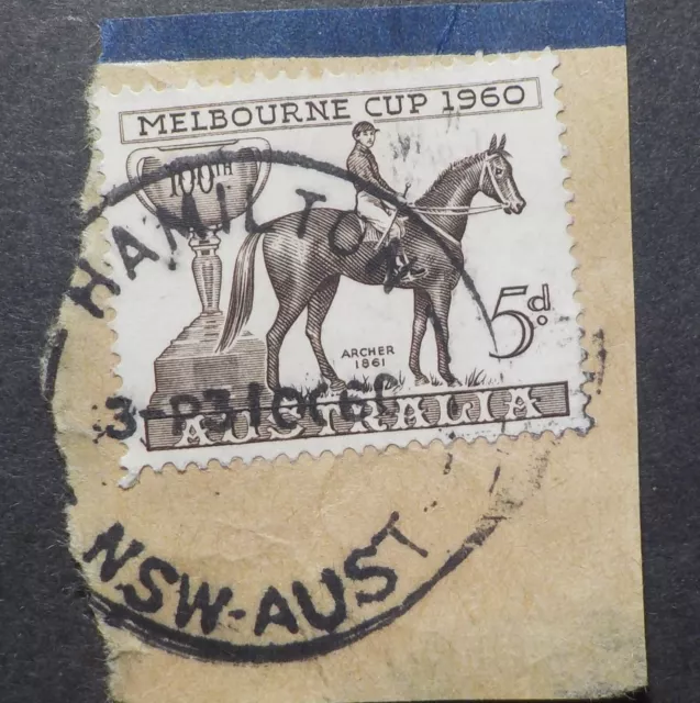 1960 Hamilton.NSW.CDS Postmark on piece.5d Melbourne Cup(LotE424p)